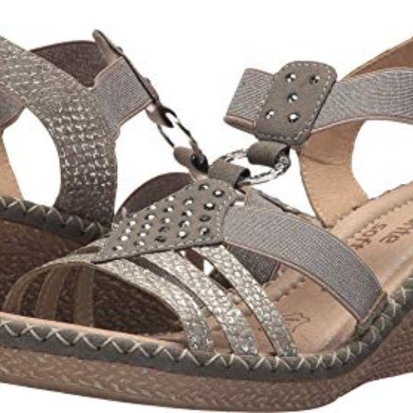 REMONTE Ursula Pewter & bling wedge Sandals size 40 EU - Picture 3 of 5